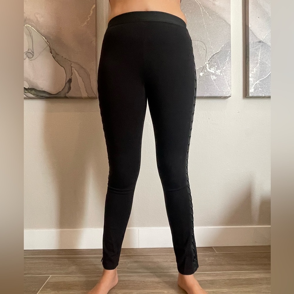 Black pants with lace up side detail